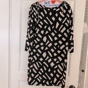 Calvin Klein black and off-whiteish pattern dress